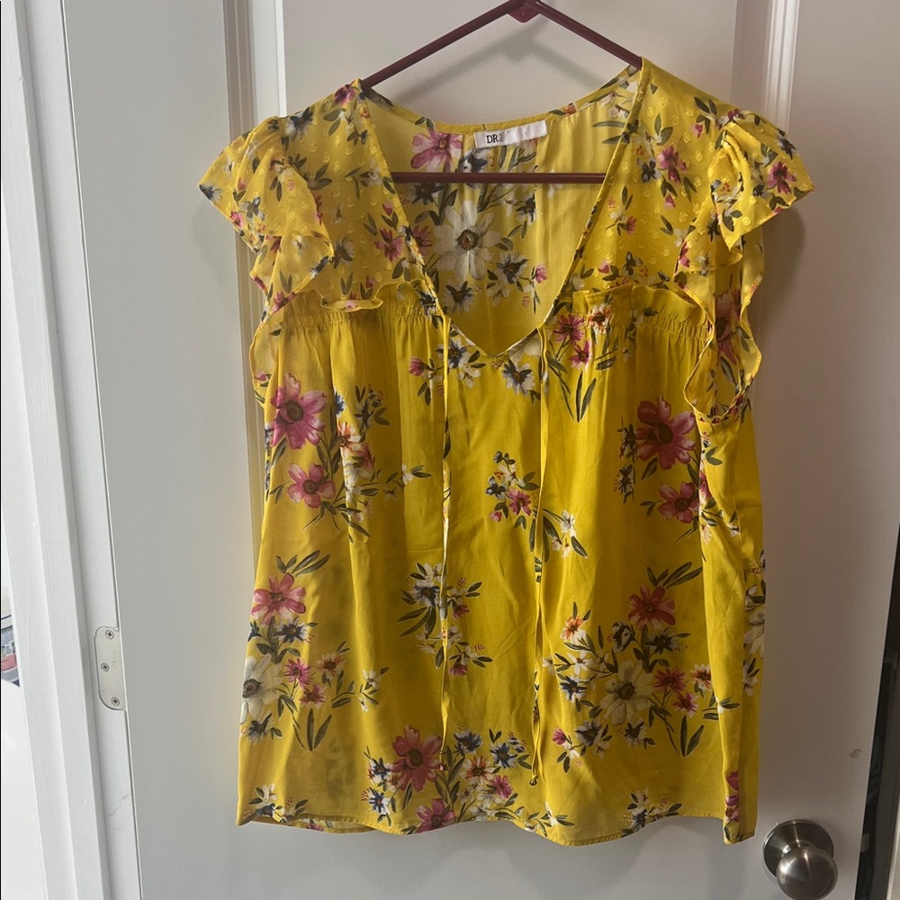 DR2 Yellow Floral Blouse